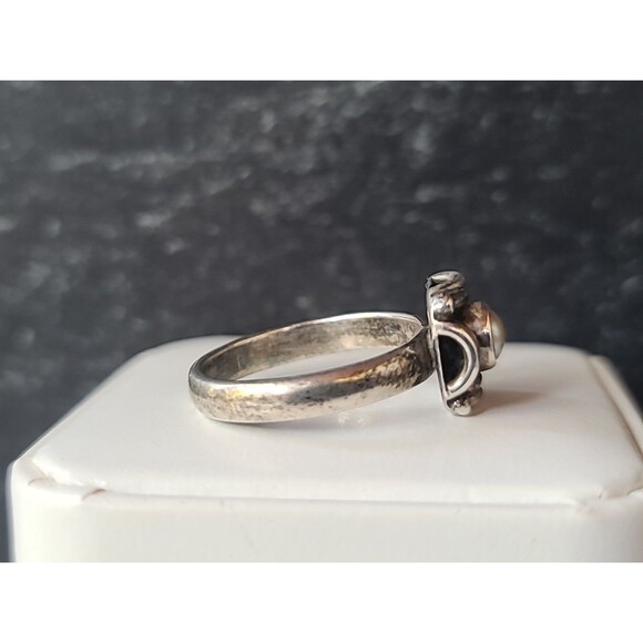 925 Sterling Silver Pearl Floral Square Shaped Ring Vintage, SIZE US 7.25 - Picture 7 of 10